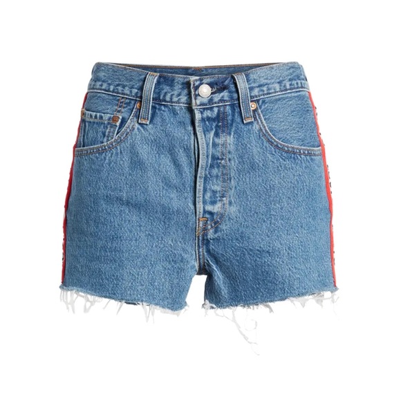 Levi’s Premium 501 Sport Tape Jean Shorts in Spectator Sport Medium Wash NEW - Picture 7 of 9
